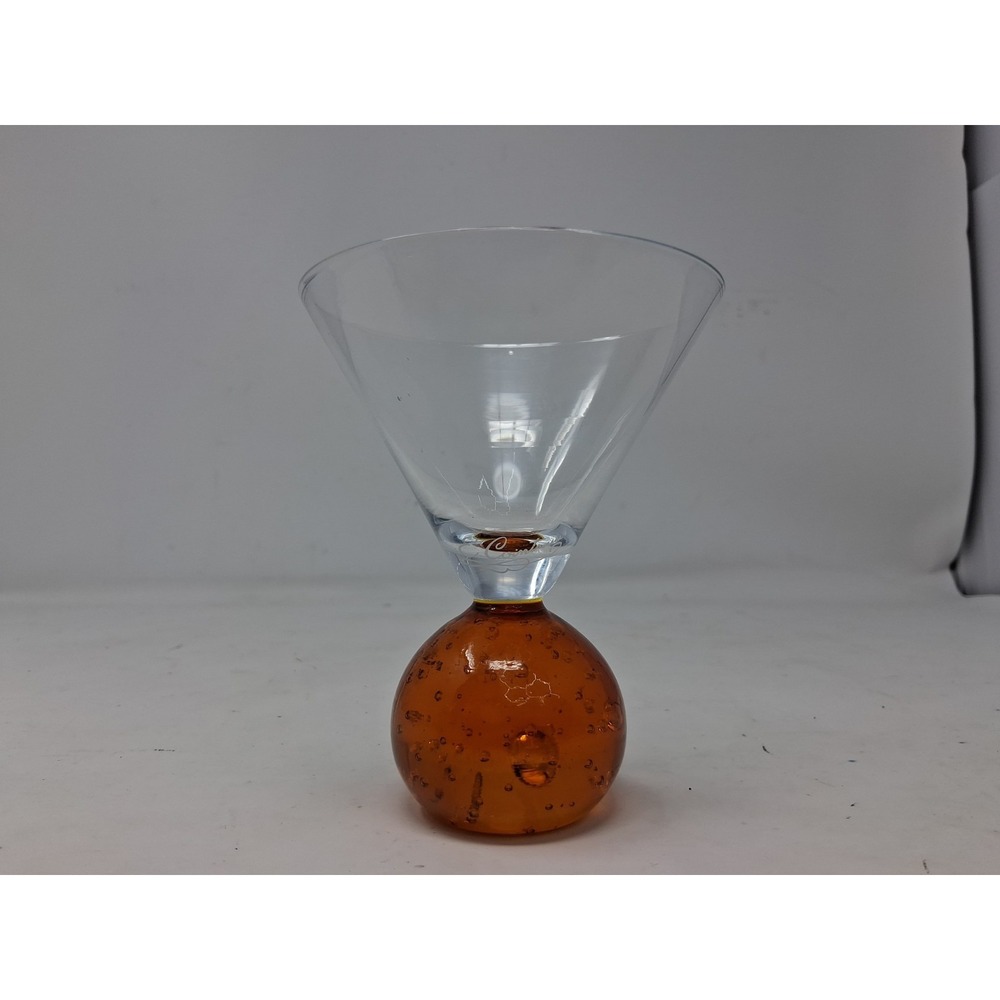 E. Cointreau signed Cocktail Martini Glass HandBlown Orange Bubble Ball Vtg EUC